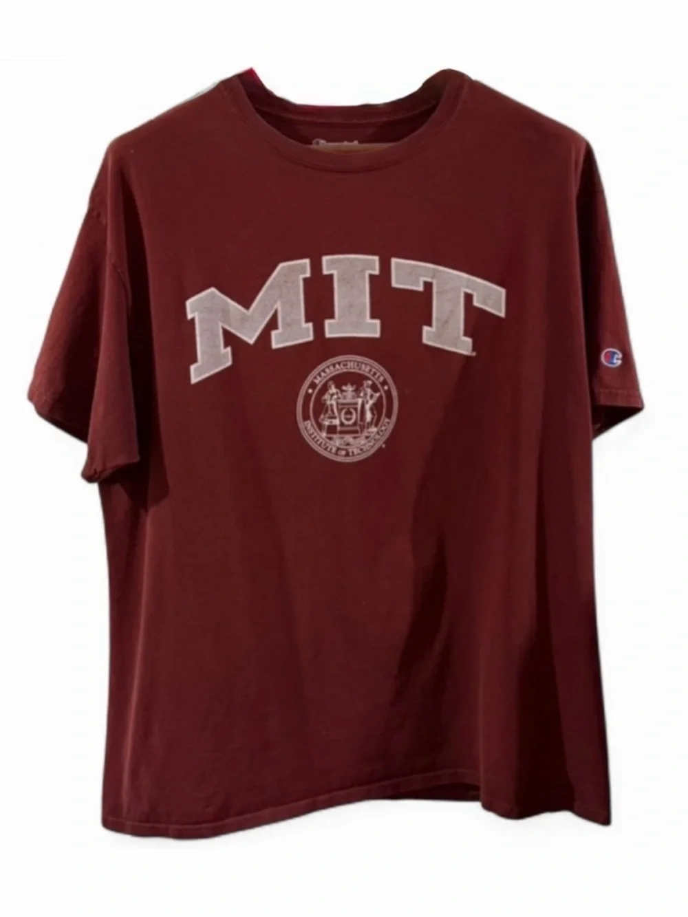 VTG Y2K Men’s Burgundy Champion MIT Graphic T-Shirt Size XL - Picture 9 of 9